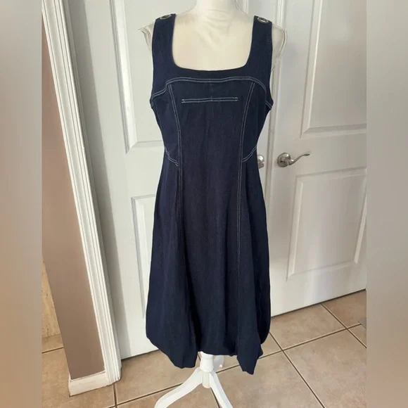 Anthropologie PILCRO Square-Neck Denim A-Line Midi Dress. Size MP. MSRP $178 - Picture 5 of 15